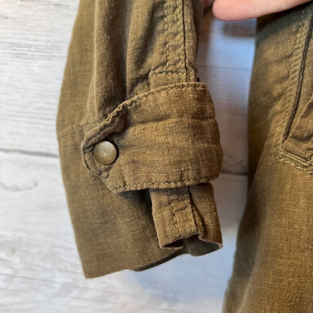 BDG Urban Outfitters Jacket Womens SZ S/P Khaki Olive Green Linen Blend Military - Picture 5 of 14